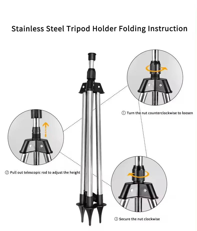 (🎁2024 New Year Hot Sale🎁)Rotating Tripod Sprinkler.Mag nozzle + stainless steel bracket + internal thread joint