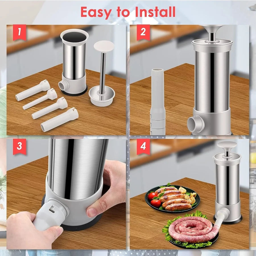 Home-use Sausage Stuffer with 4 Different Sizes Stuffing Tubes