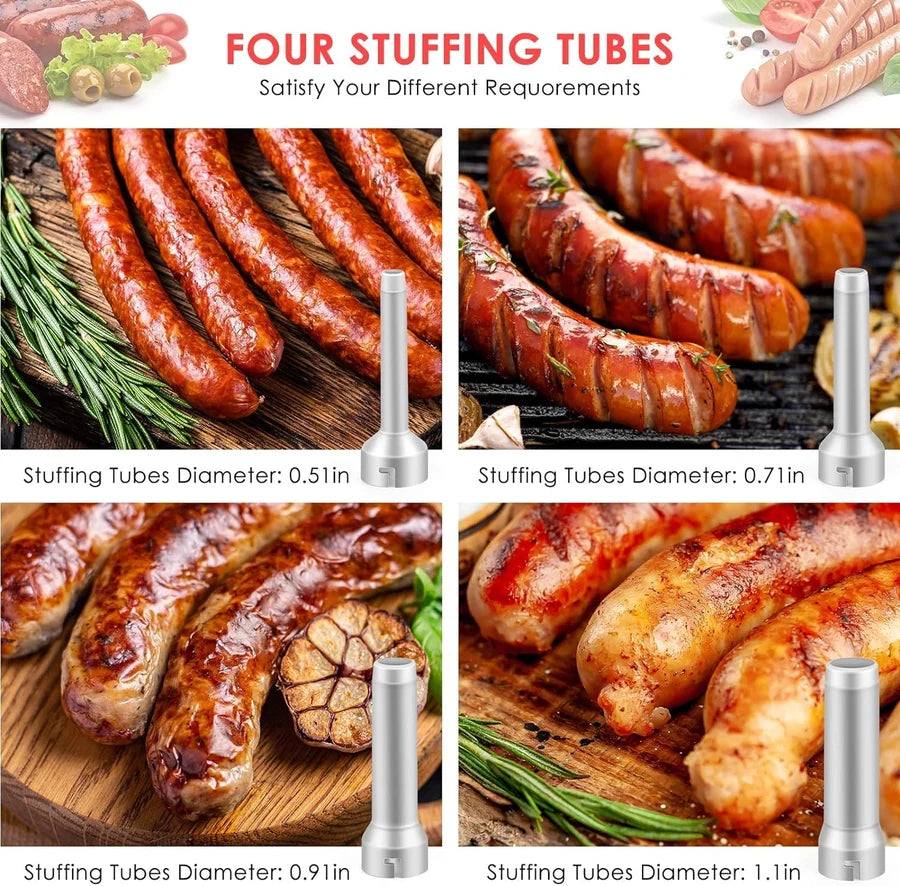 Home-use Sausage Stuffer with 4 Different Sizes Stuffing Tubes