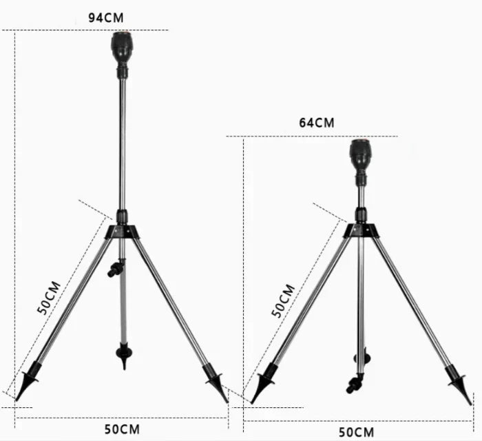 (🎁2024 New Year Hot Sale🎁)Rotating Tripod Sprinkler.Mag nozzle + stainless steel bracket + internal thread joint